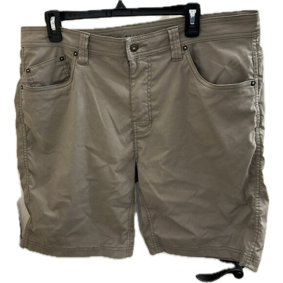 Prana Brion Shorts Men's 38x9 Tan Hiking Outdoor 5 Pocket Flat Front Stretch - Picture 1 of 10